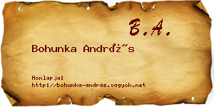 Bohunka András névjegykártya